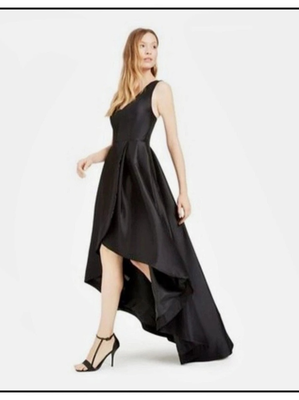 Calvin Klein Sleeveless V-Neck High-Low Gown Black
